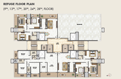 Refuge Floor Plan (9th, 13th, 17th, 20th, 24th, 28th, Floor)